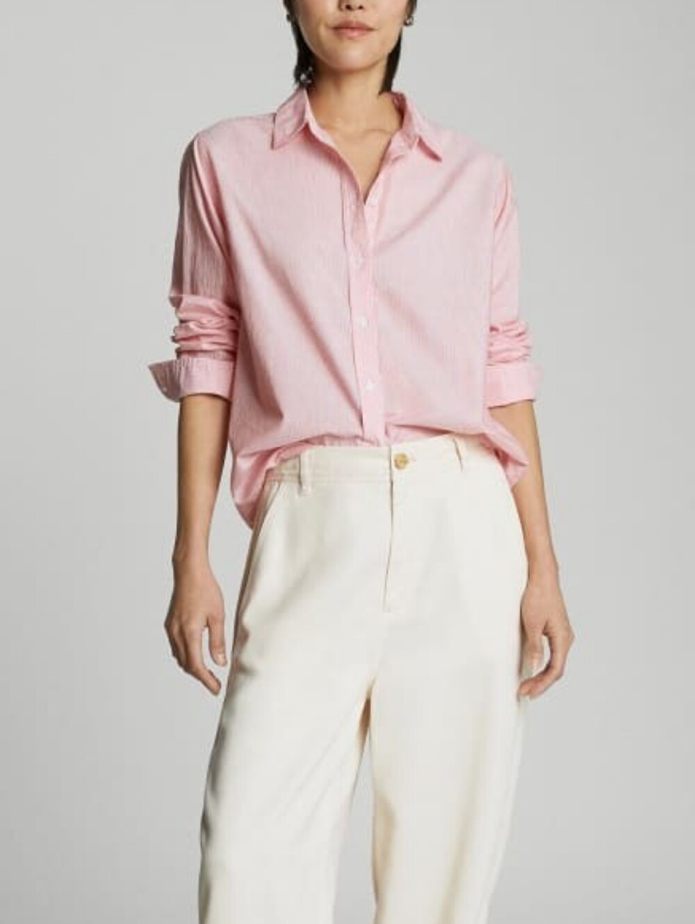 Everlane The Must-Have Shirt Silky Cotton Button Down Mandarin Red White Size 14
